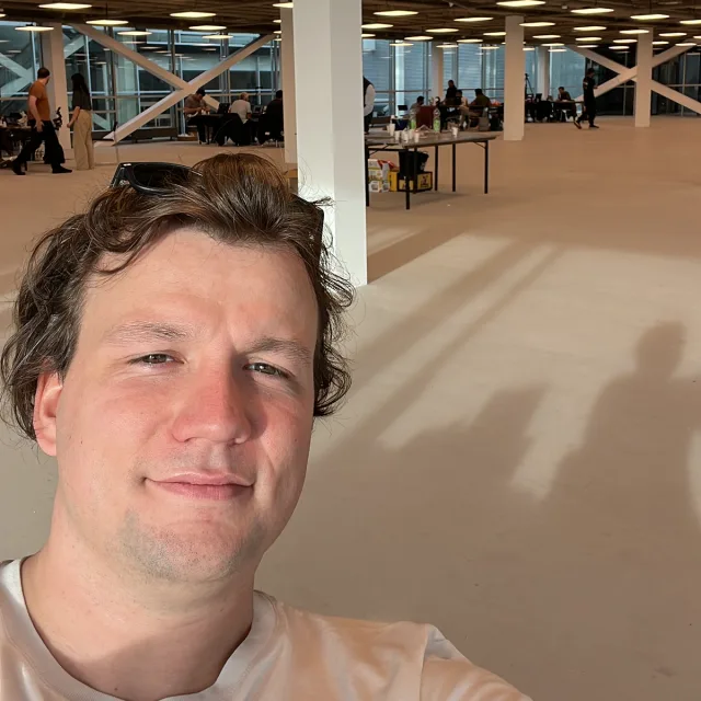 Leon at a shared workspace